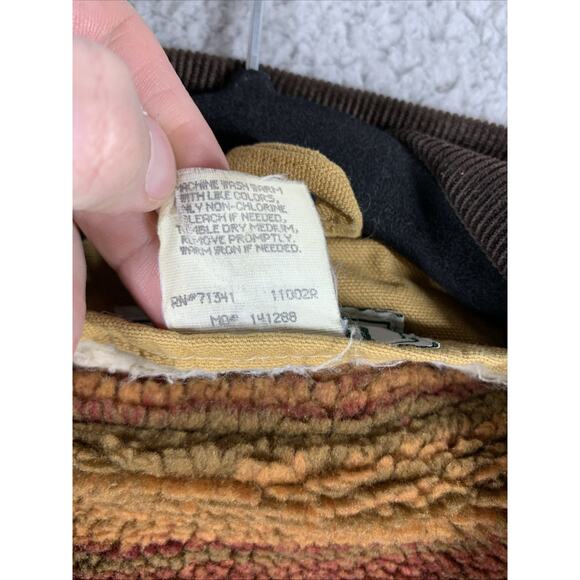 Vintage LL Bean Canvas Duster Long Chore Jacket Womens XL Deep Pile Fleece Aztec - Picture 4 of 16